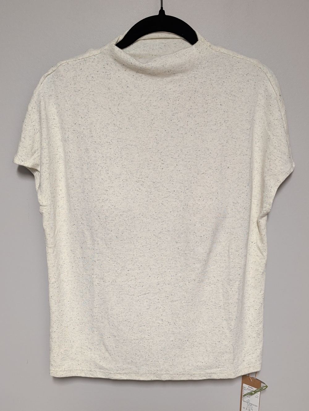OGL Cream Speckled Mock Neck Short Sleeve Top